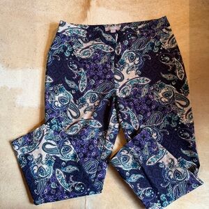 Chico’s  Paisley Print Stretch Soft Material Ankle Pants Size 2